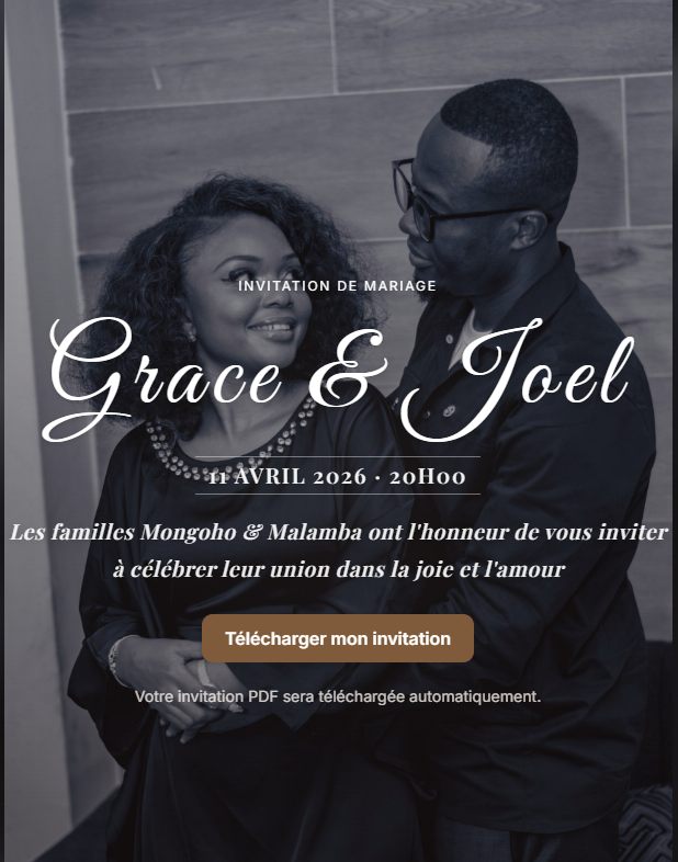 Page d'accueil invitation